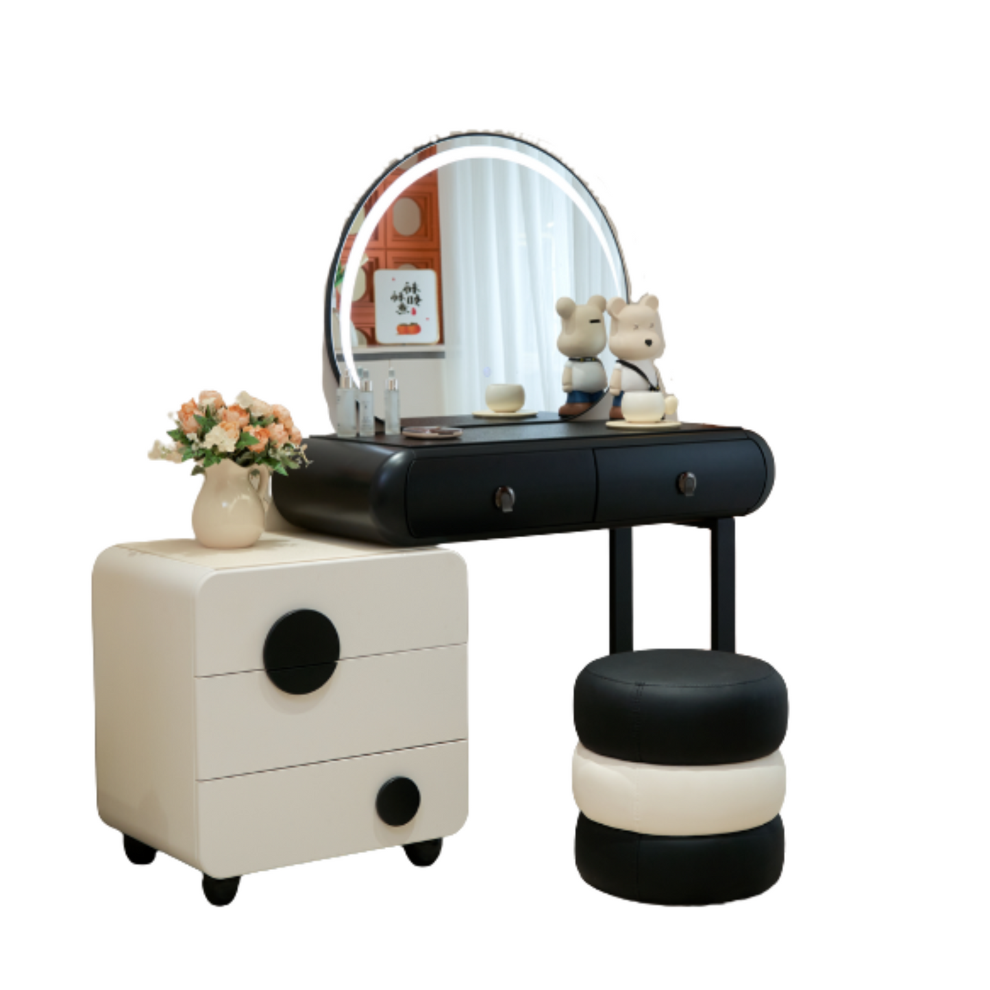 LuxeGlow Modern Dressing Table Set with LED Mirror & Storage