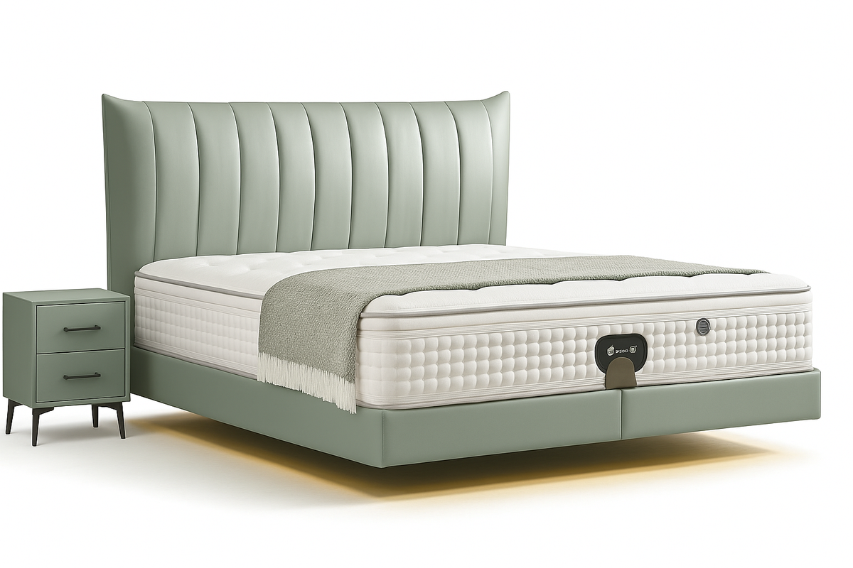 Premium Natural Cowhide LED Bed — Luxury Collection