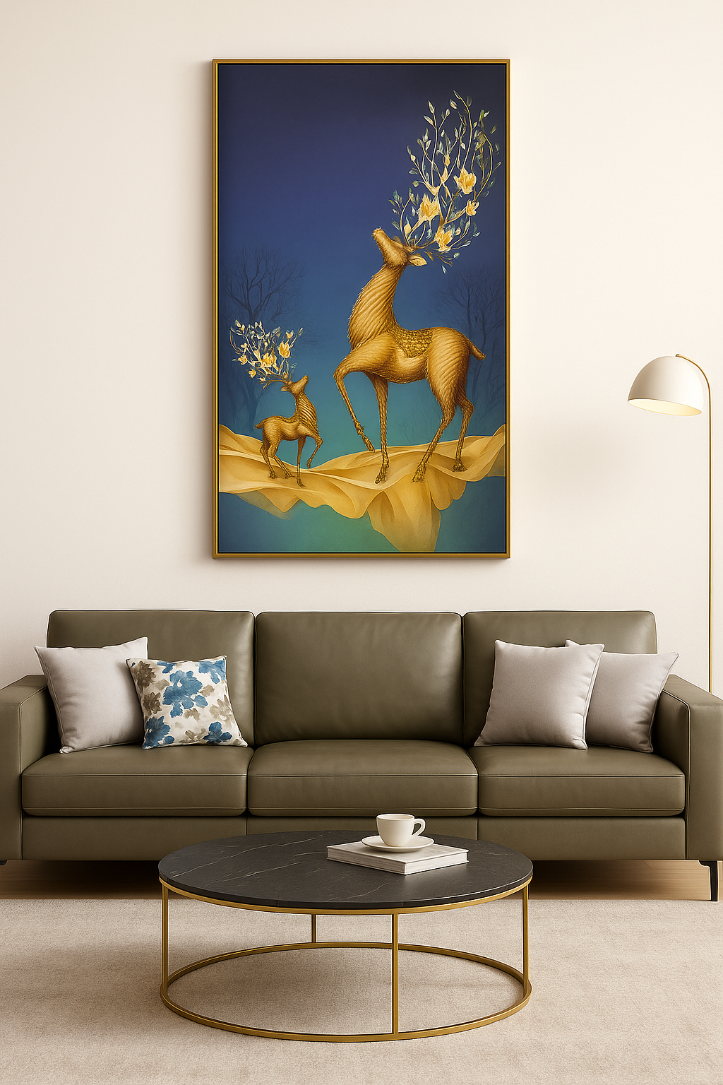 Golden Deer 3D Threaded Wall Art – 135cm x 75cm
