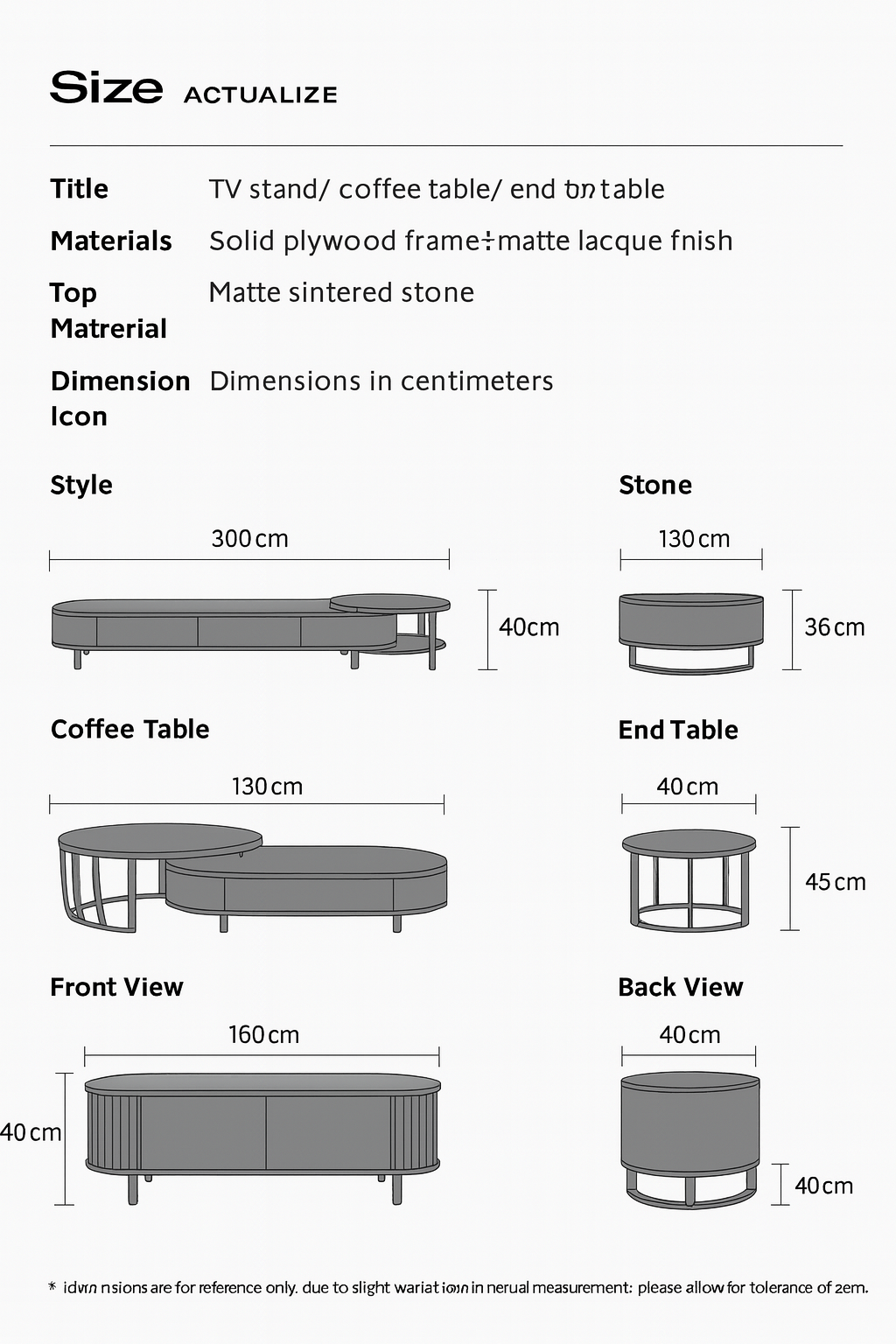 Modern Minimalist Living Room Set: TV Console + Nested Coffee Tables+side table