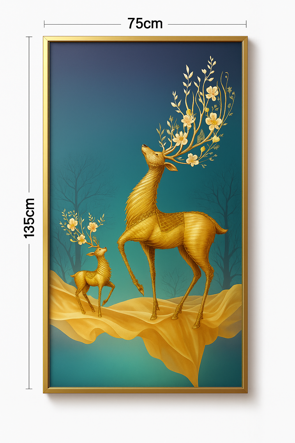 Golden Deer 3D Threaded Wall Art – 135cm x 75cm