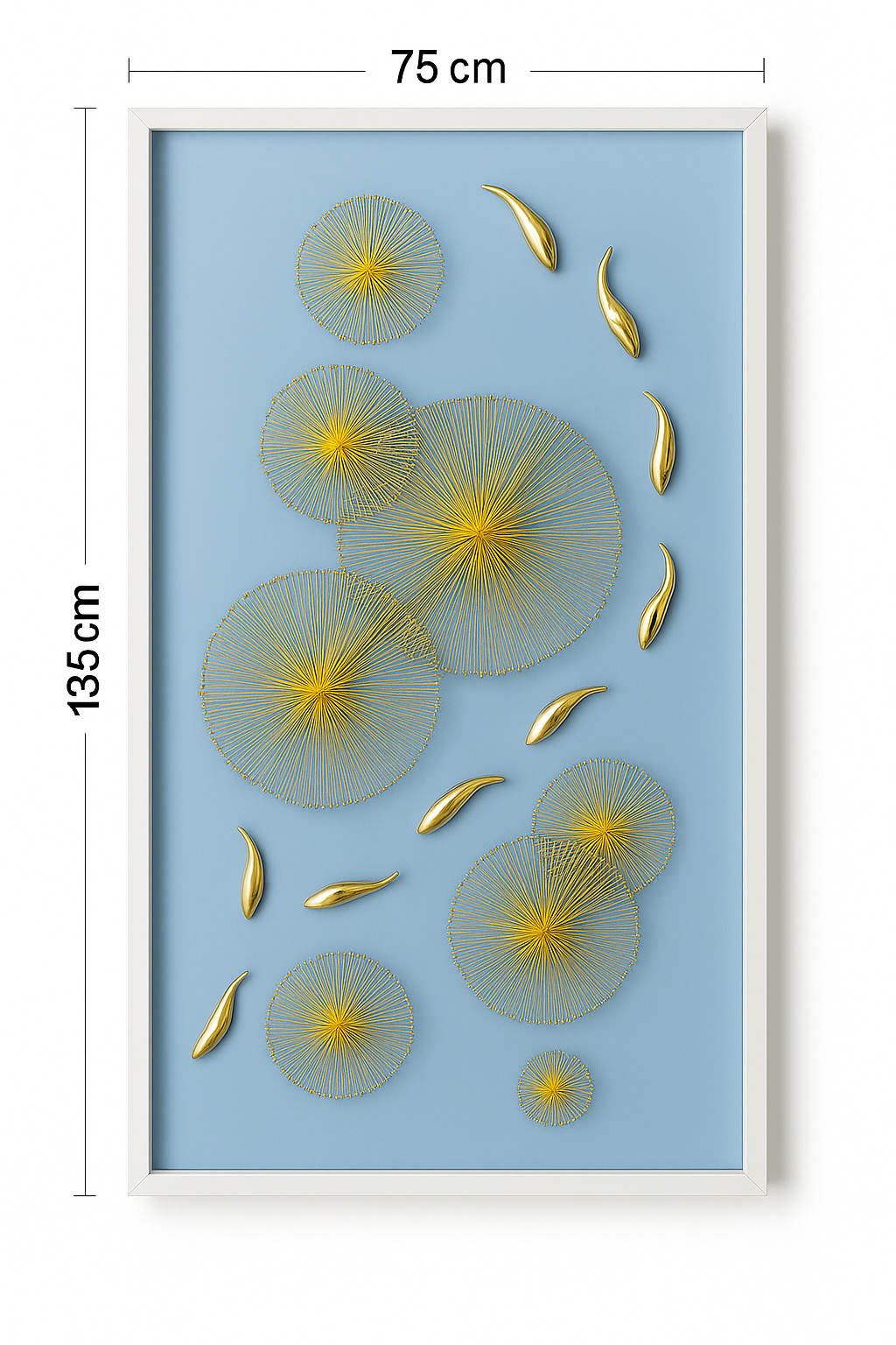 3D Abstract Golden Thread Wall Art – 135cm × 75cm