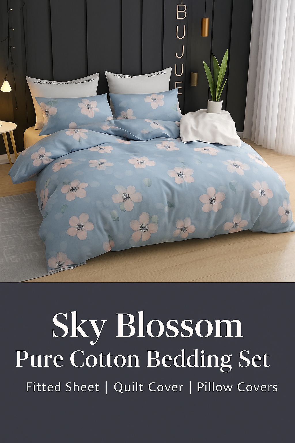 Sky Blossom Pure Cotton Bedding Set
