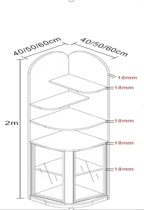 Modern Corner Display Cabinet with Glass Door - Model C01