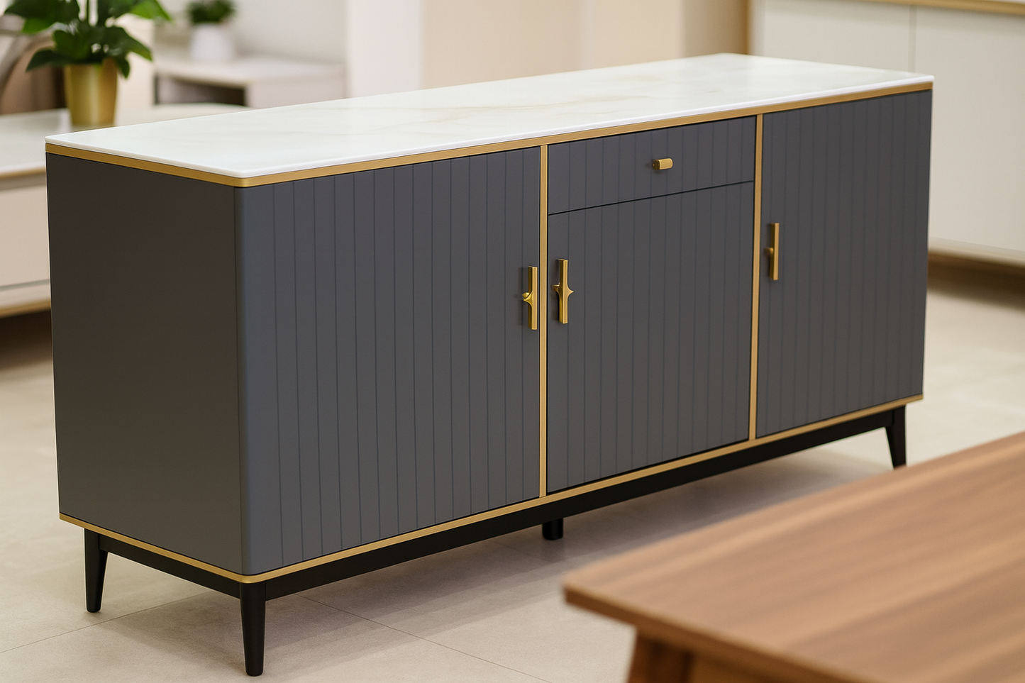 Modern Marble-Top Shoe Cabinet