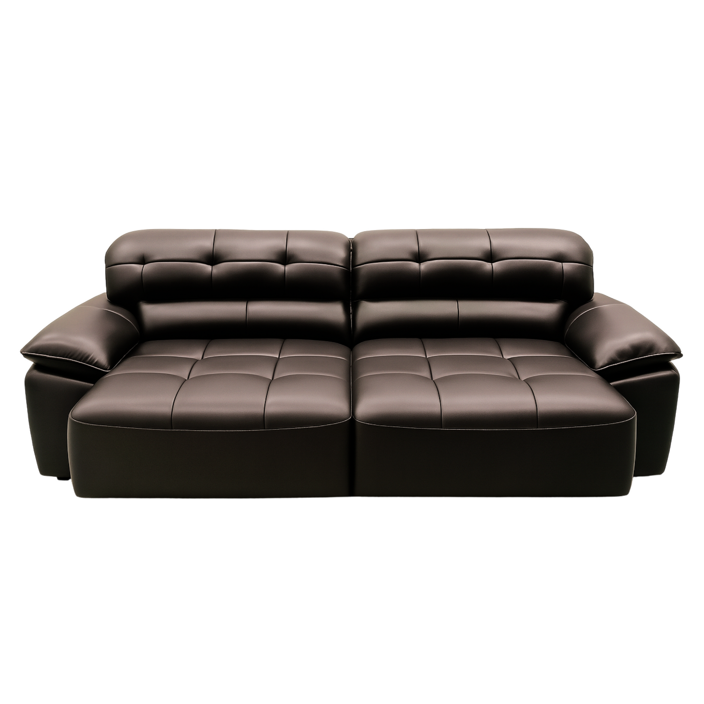Brown leather sectional sofa on a white background