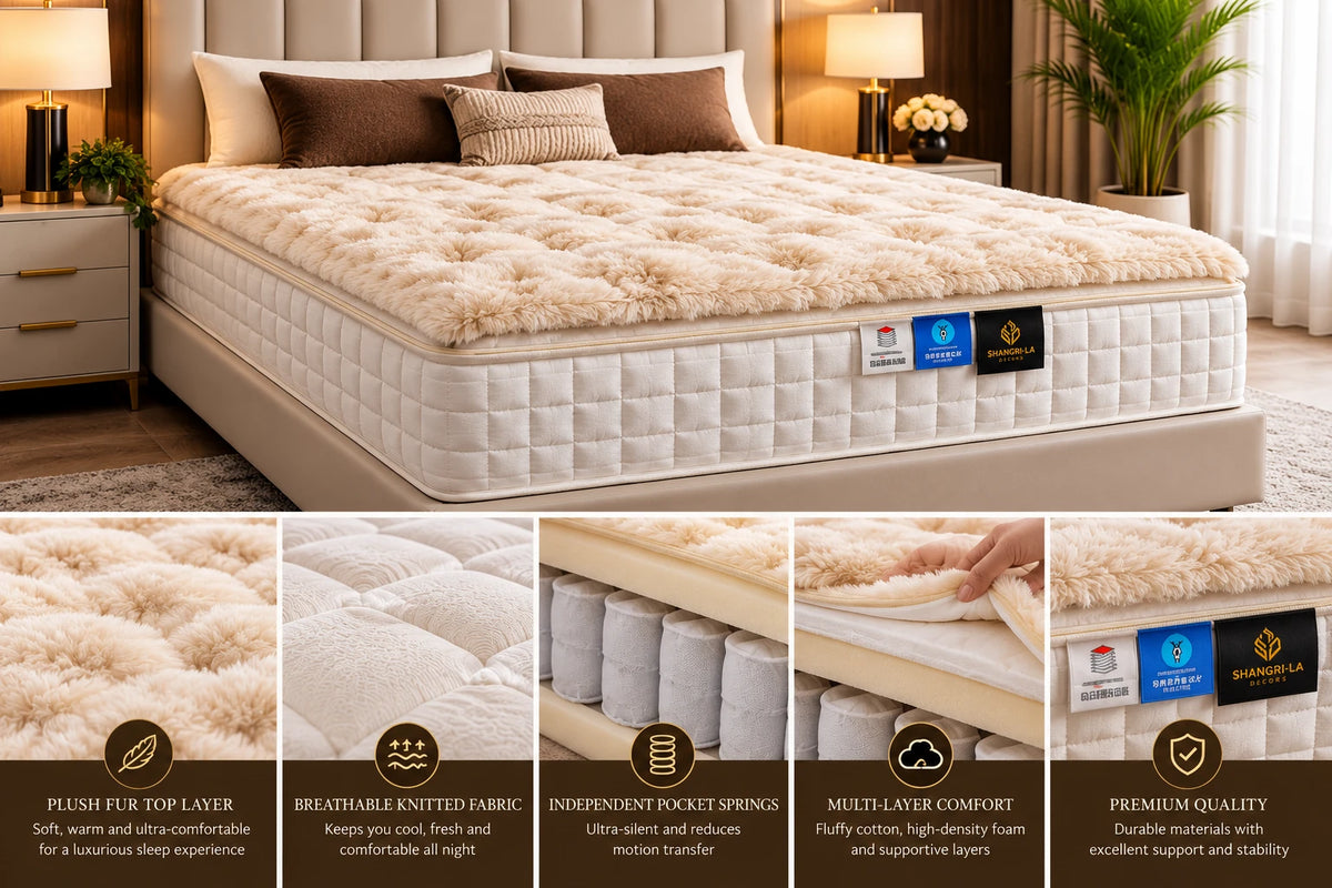 Shangri-La EverLuxe™ – Premium All-Season Luxury Mattress with Removable Faux Rabbit Fur Topper