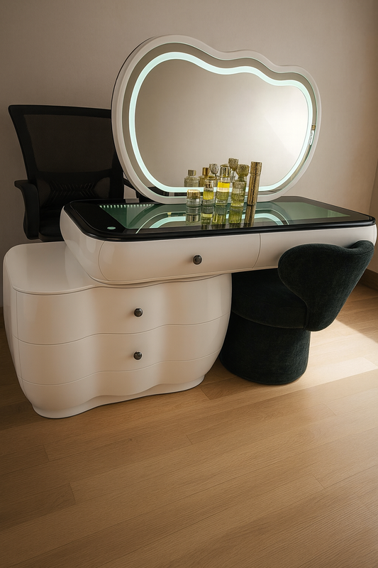 Aurora Premium Vanity Desk with LED Mirror & amp Chair