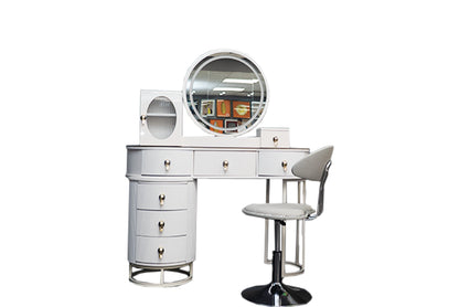 Premium Modern Vanity Desk with LED Mirror & Designer Chair