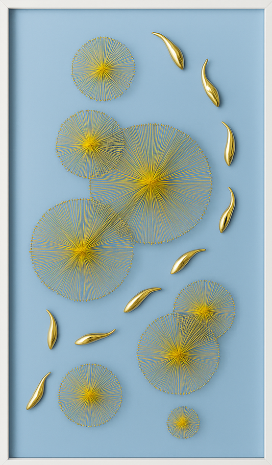 3D Abstract Golden Thread Wall Art – 135cm × 75cm