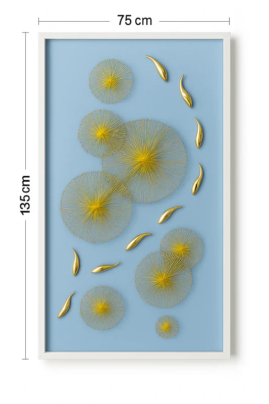 3D abstract golden thread wall art 135x75cm – Shangrila Decors Australia