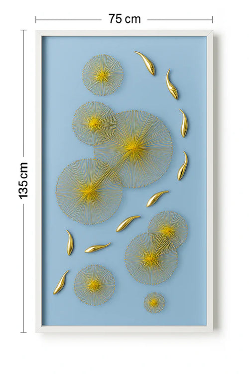 3D Abstract Golden Thread Wall Art – 135cm × 75cm