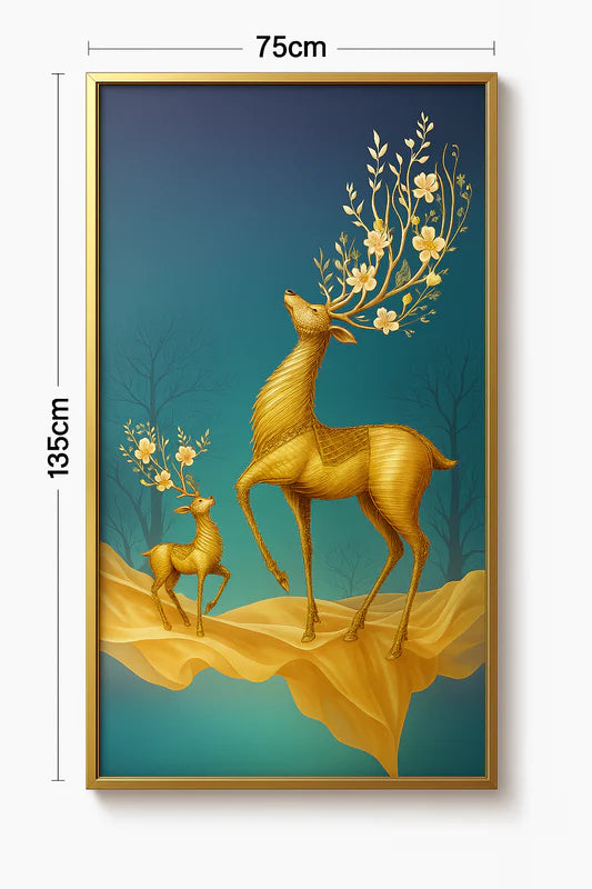 Golden Deer 3D threaded wall art 135x75cm – Shangrila Decors Australia