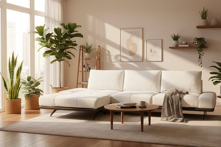 Convertible Cognac Leather Sofa