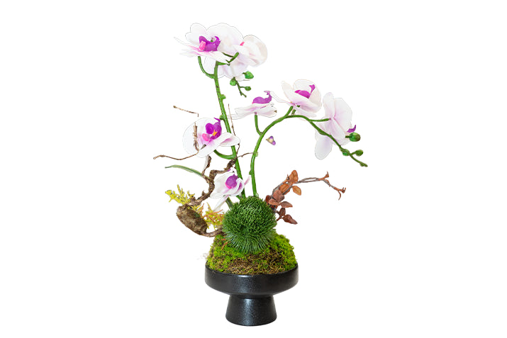Luxury Real-Touch Orchid Arrangement with Designer Vase