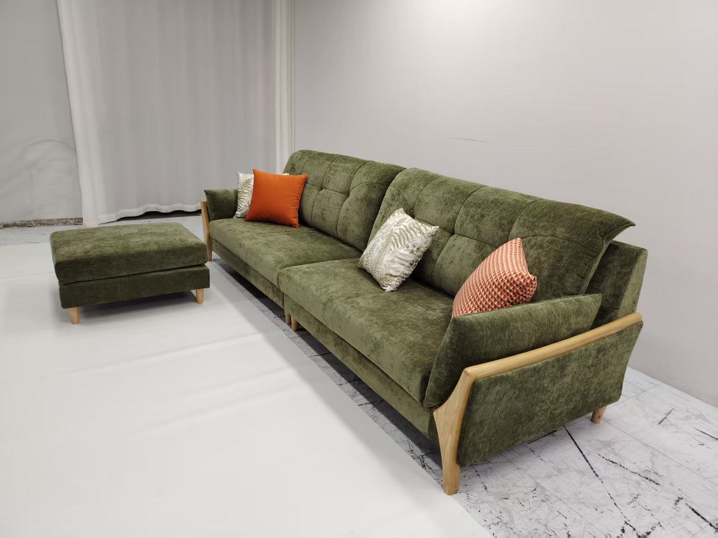 Premium Wood & Fabric Sofa – Crafted for Comfort and Durability