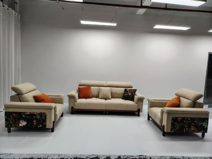 Premium 3+1+1 Wood & Fabric Sofa Set – Comfort, Craftsmanship & Modern Design