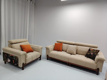Premium 3+1+1 Wood & Fabric Sofa Set – Comfort, Craftsmanship & Modern Design
