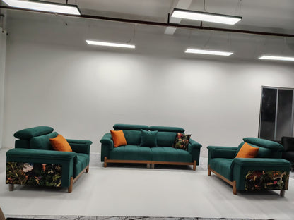 Premium 3+1+1 Wood & Fabric Sofa Set – Comfort, Craftsmanship & Modern Design