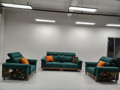 Premium 3+1+1 Wood & Fabric Sofa Set – Comfort, Craftsmanship & Modern Design
