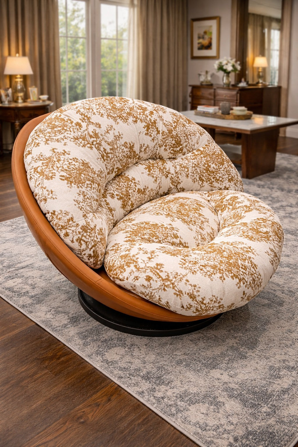 Noir Bloom Swivel Lounge Chair