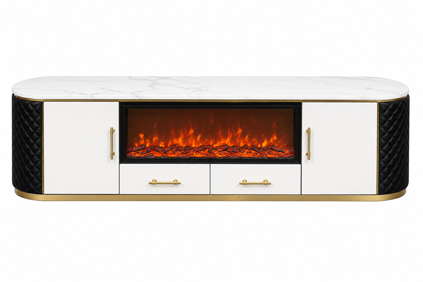 Aurevo Luxe Marble Fireplace TV Unit