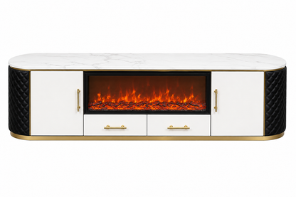 Aurevo Luxe Marble Fireplace TV Unit