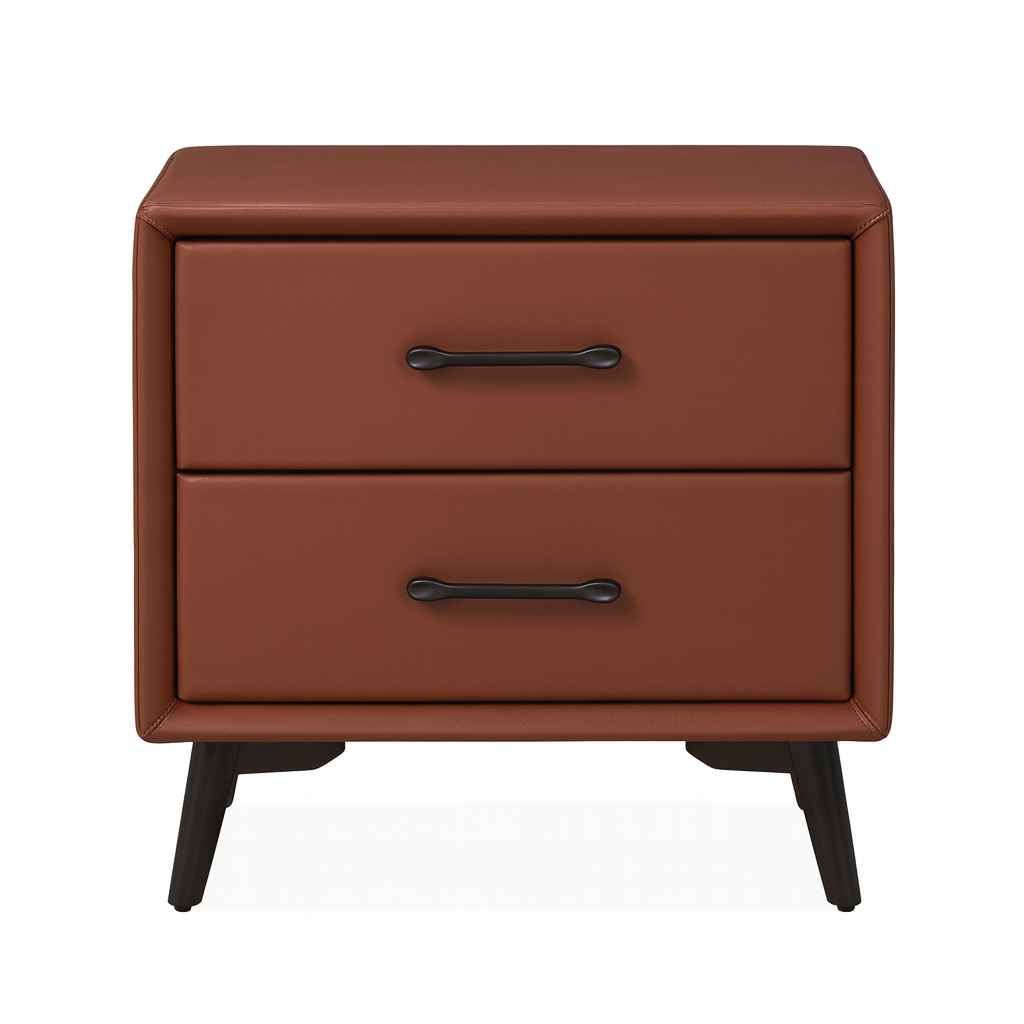 Sage Leather Bedside Table – Modern Luxury Collection