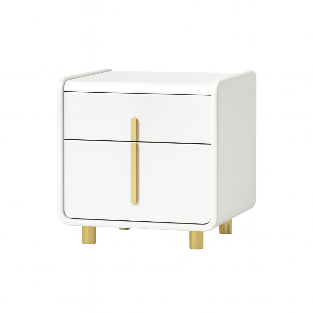 Aurora White & Gold Bedside Table – Modern Luxury Collection