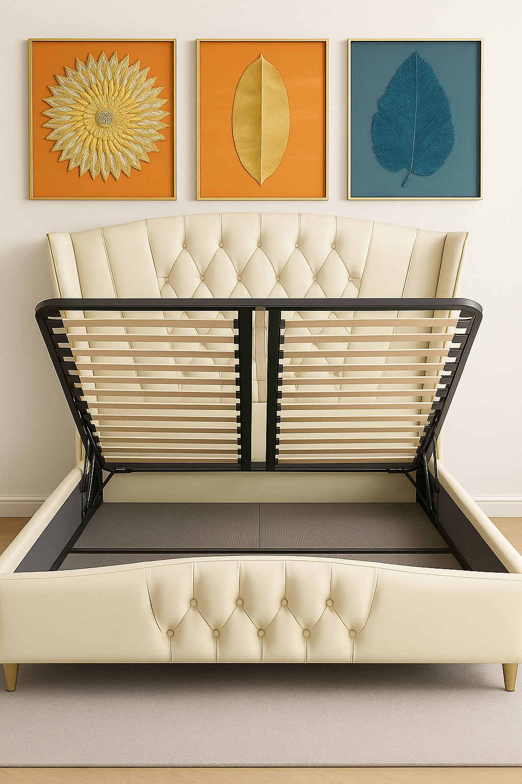 Royale Wingback Gaslift Bed — Premium Leather Storage Bed