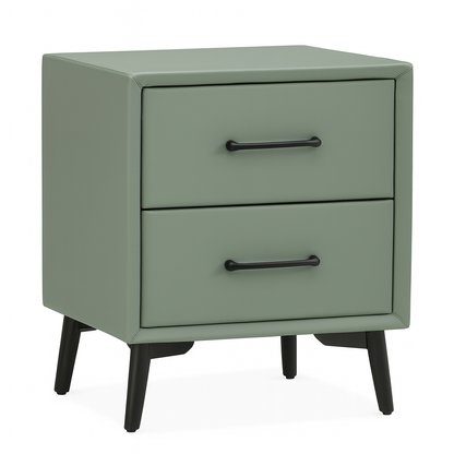 Sage Leather Bedside Table – Modern Luxury Collection