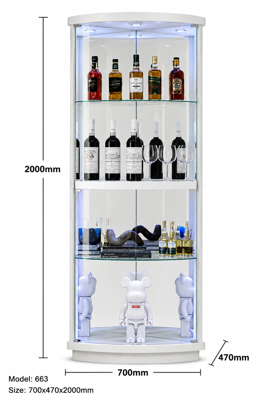 Lumivra Curved Display Cabinet
