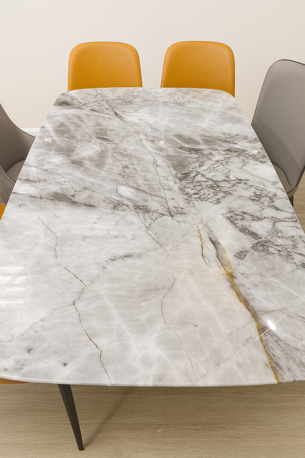 U Shaped Super-Crystalline Marble Dining Table