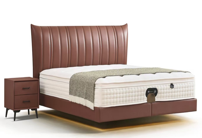 Premium Natural Cowhide LED Bed — Luxury Collection