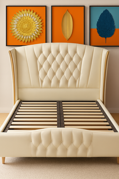 Royale Wingback Gaslift Bed — Premium Leather Storage Bed
