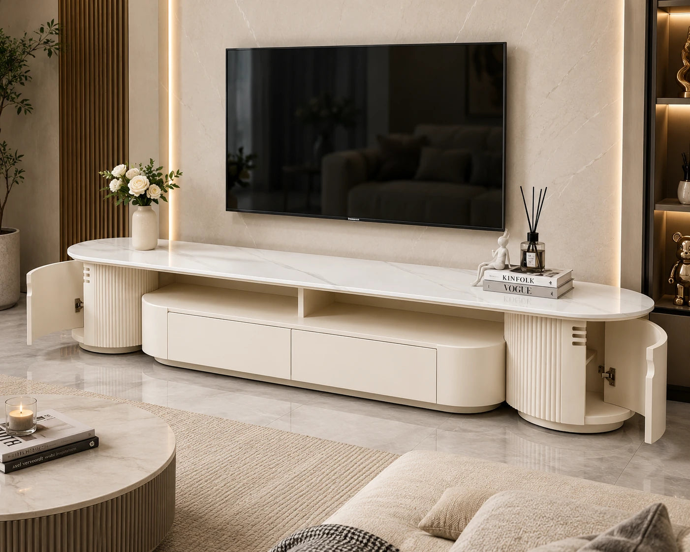 Lunara Prestige TV Unit – Cream Edition