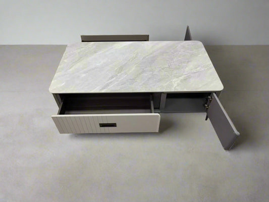 Modern Coffee Table – Sintered Stone & Wood Design