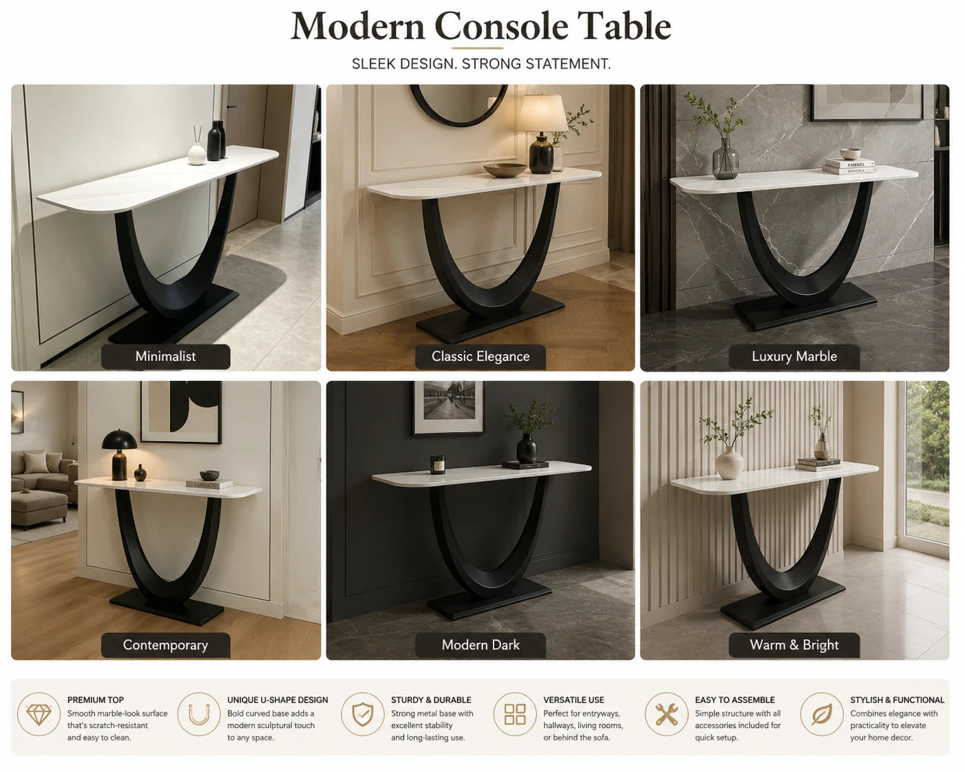 Élan Noir Console Table