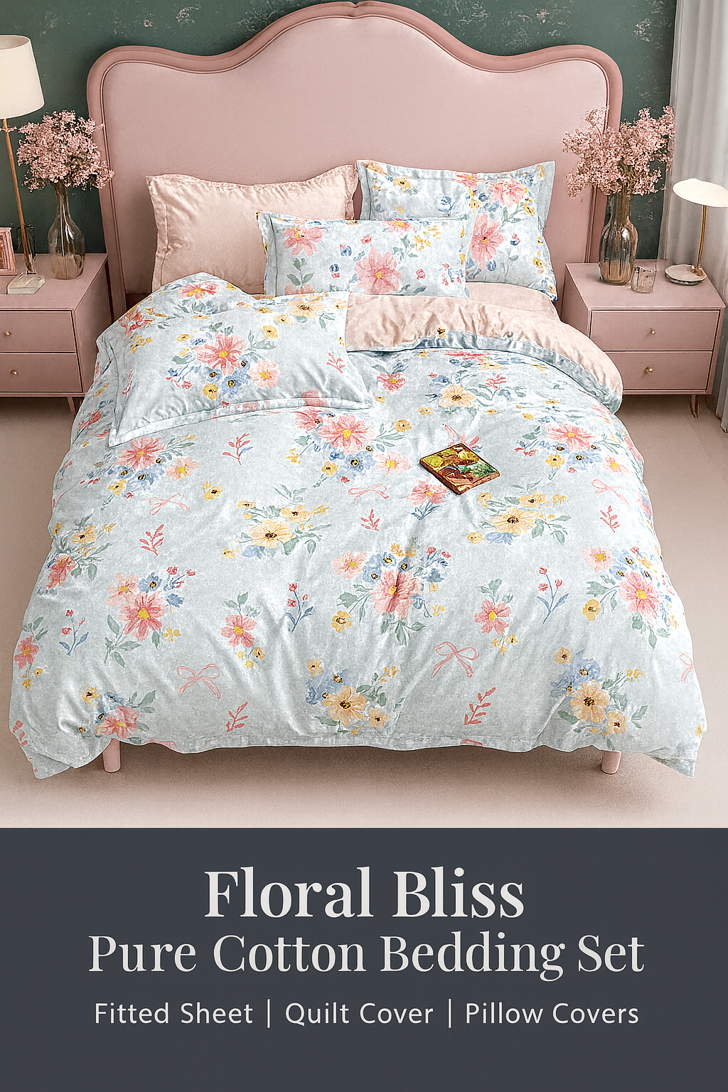 Floral Bliss Pure Cotton Bedding Set