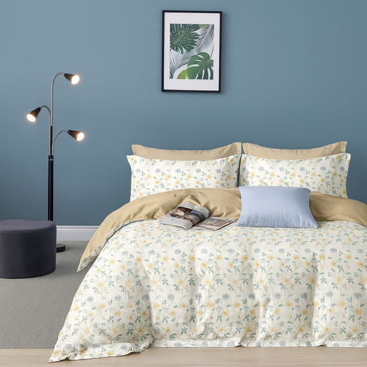 Sunlit Bloom Pure Cotton Bedding Set Combo