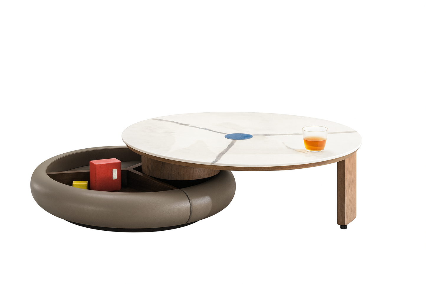 Modern Round Marble Coffee Table & TV Unit Set – Model CJ2370 & TV2370