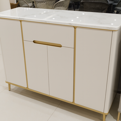 Modern Marble-Top Shoe Cabinet with Gold Accents
