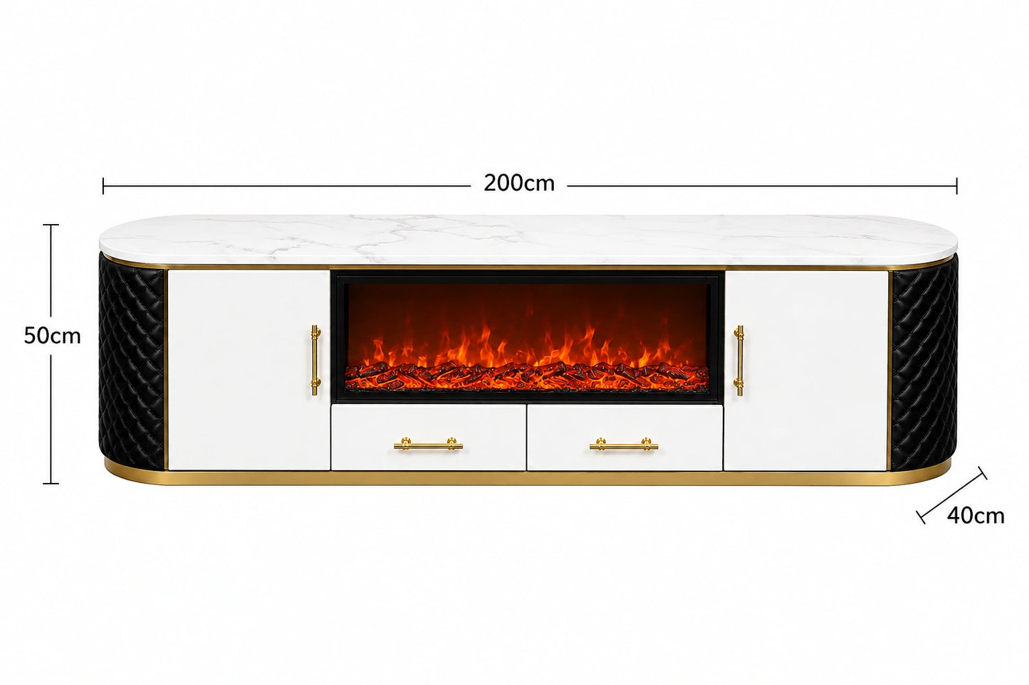 Aurevo Luxe Marble Fireplace TV Unit