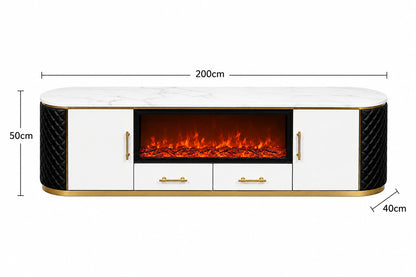 Aurevo Luxe Marble Fireplace TV Unit