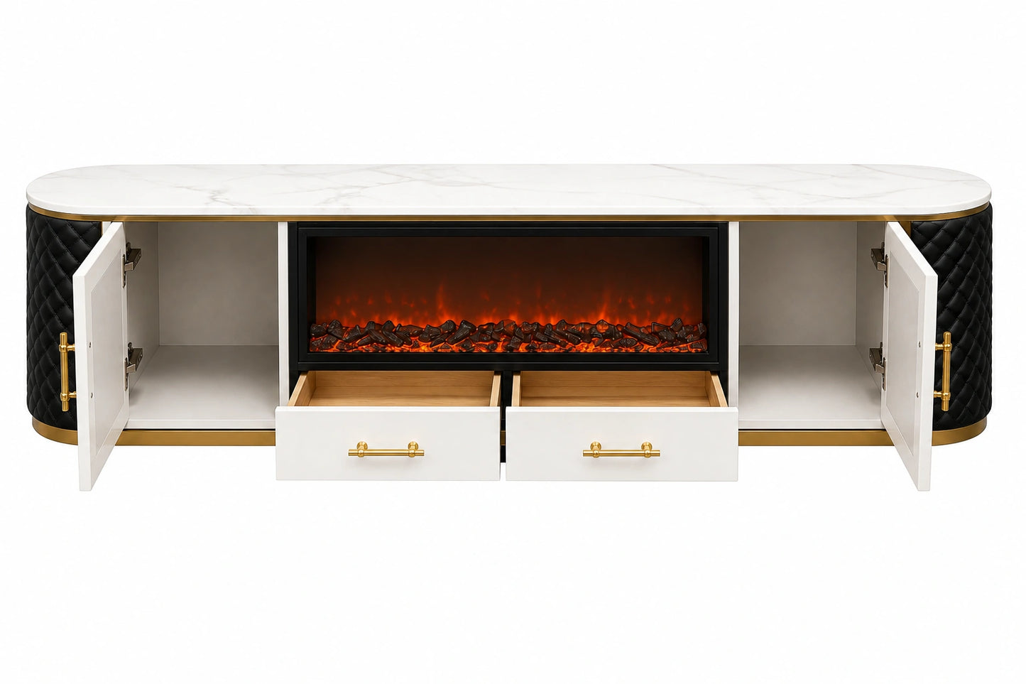 Aurevo Luxe Marble Fireplace TV Unit