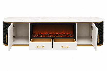 Aurevo Luxe Marble Fireplace TV Unit