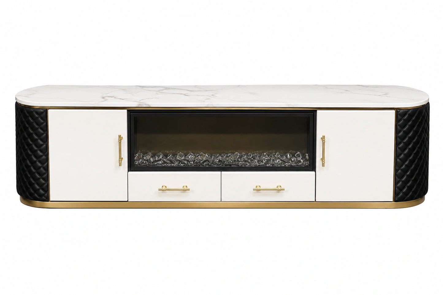 Aurevo Luxe Marble Fireplace TV Unit