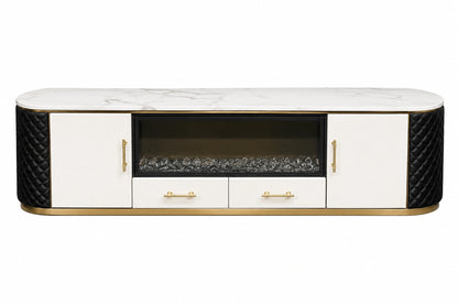Aurevo Luxe Marble Fireplace TV Unit