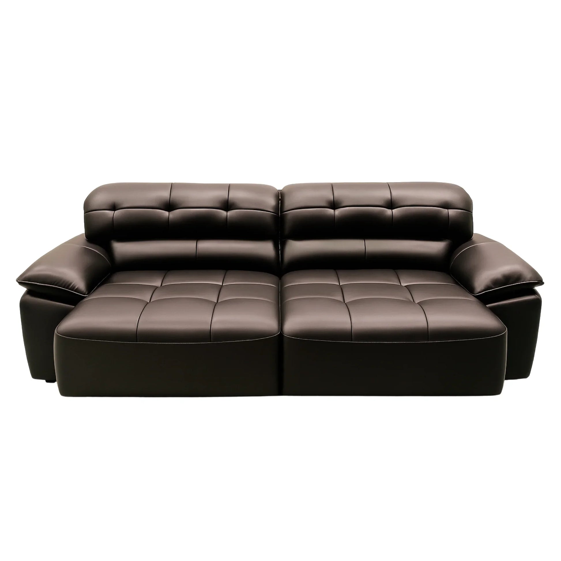 Brown leather sectional sofa on a white background