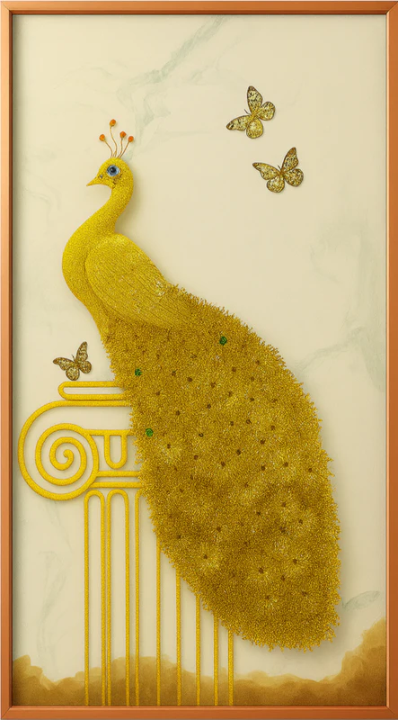 Golden Peacock 3D wall art with luxury texture – Shangrila Decors Australia